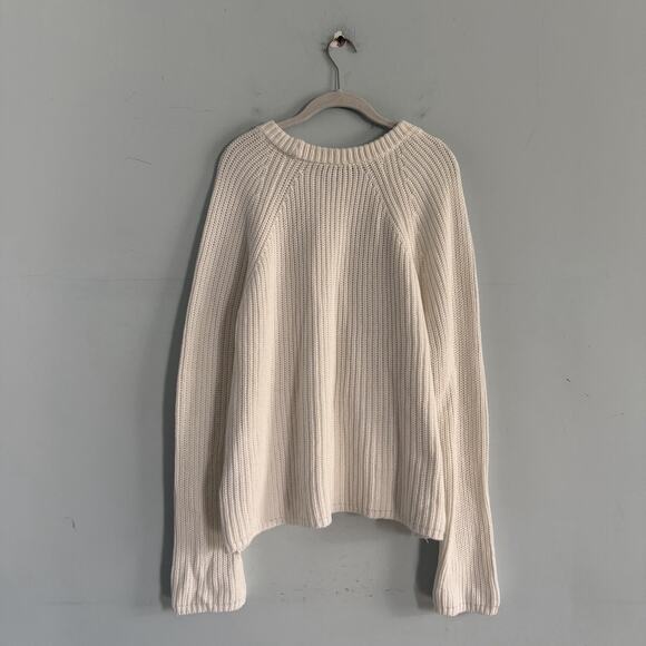 Jenni Kayne Fisherman Cotton Ivory Crewneck Knit Sweater - Picture 6 of 9